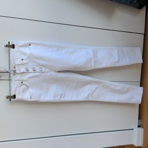 10" High-Rise Skinny Crop Jeans in Pure White: Button-Front Edition